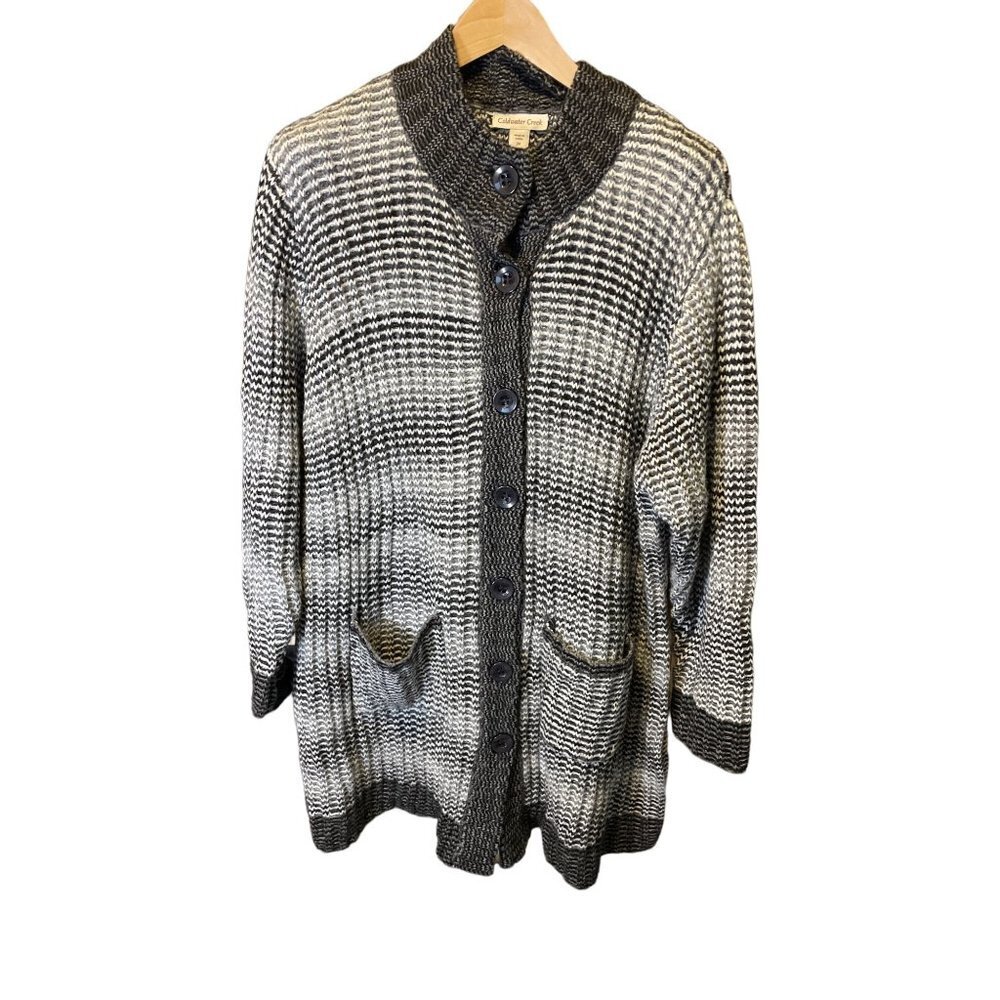 Coldwater Creek Gray White Oversized Long Cardigan Sweater Sz 2X